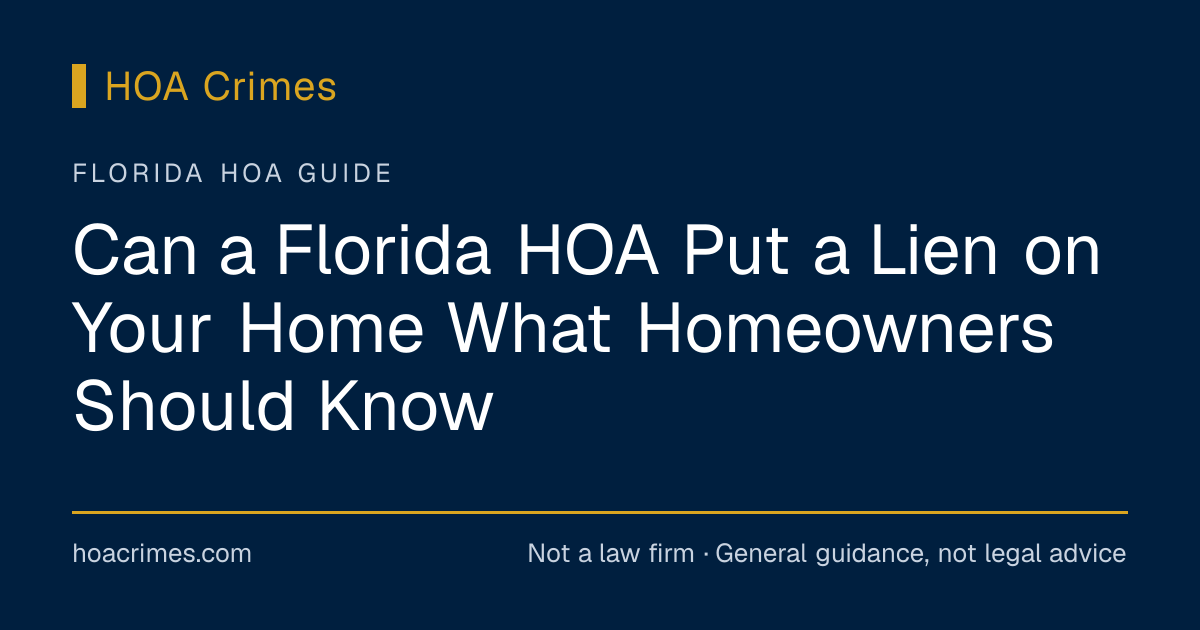Can a Florida HOA Put a Lien on Your Home What Homeowners Should Know