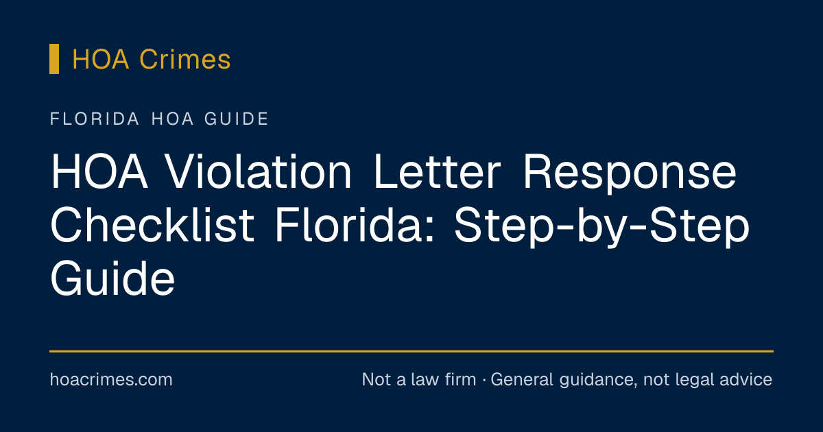 HOA Violation Letter Response Checklist Florida: Step-by-Step Guide