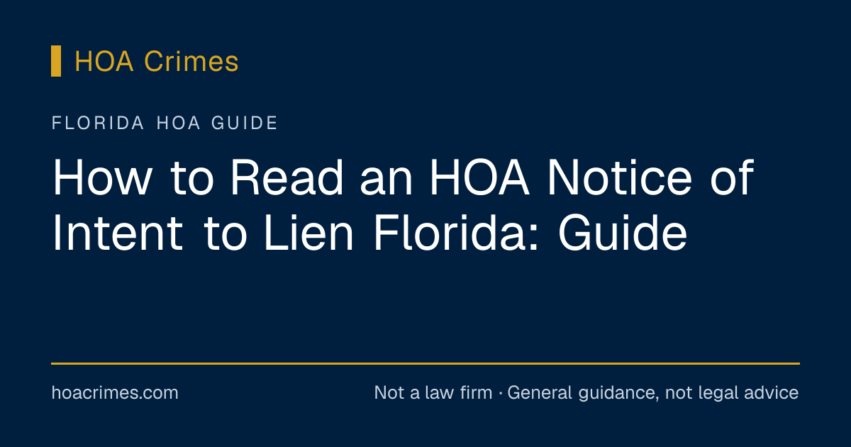 How to Read an HOA Notice of Intent to Lien Florida: Guide