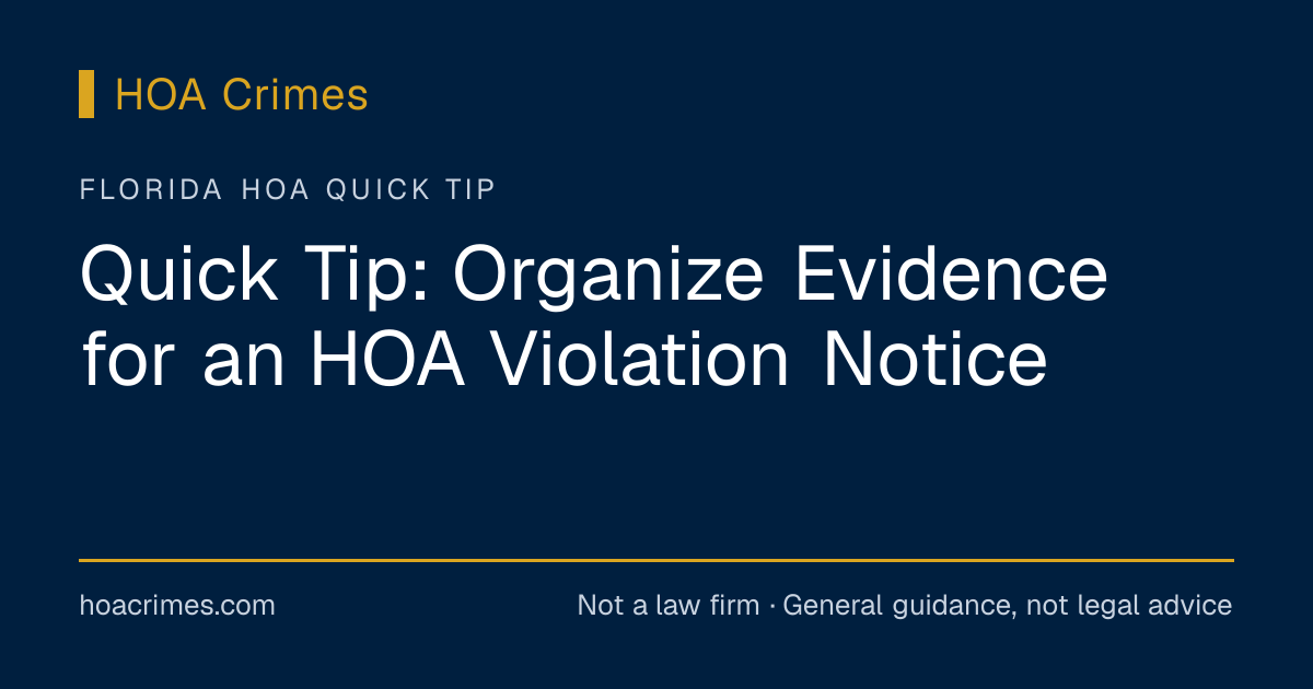 Quick Tip: Organize Evidence for an HOA Violation Notice