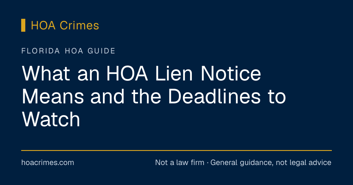 What an HOA Lien Notice Means and the Deadlines to Watch
